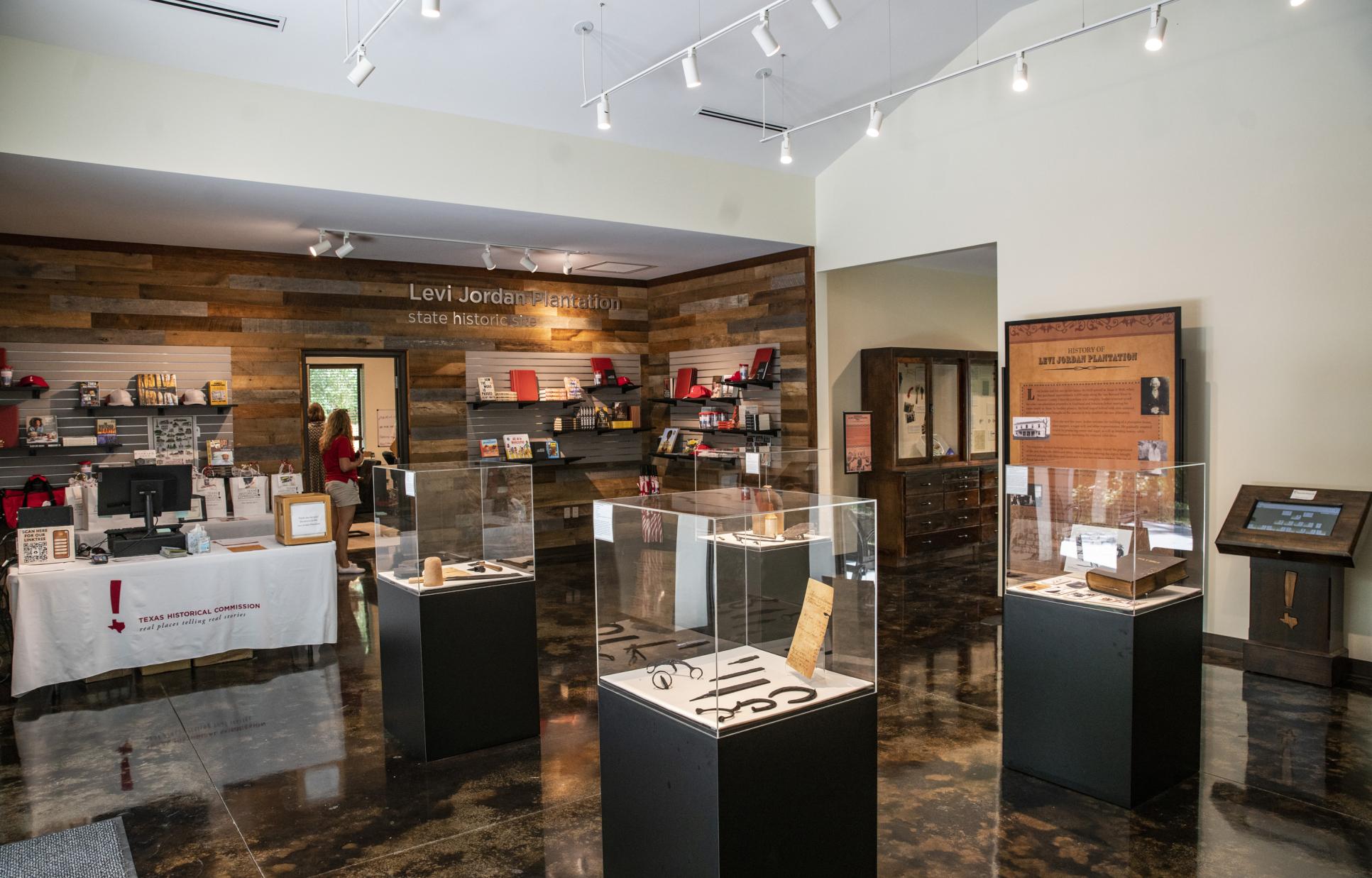 Gift shop and exhibit gallery at Levi Jordan