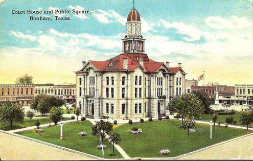 Historic postcard of the Fannin County Courthouse