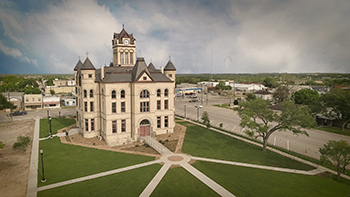 Aerial view of the Karnes County Courthouse
