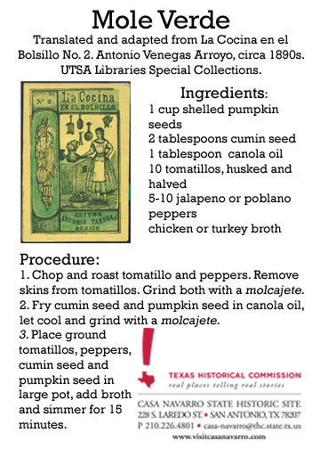 Recipe card for updated mole verde recipe.