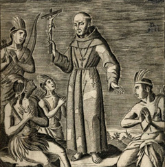 Father Margil surrounded by worshipful Caddo