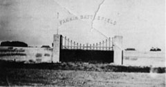Historic photo of Fannin Battleground entry gate