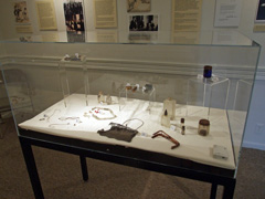 Archeology exhibit case at Sam  Rayburn House Museum