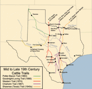 Cattle Trails, courtesy Texas Beyond History