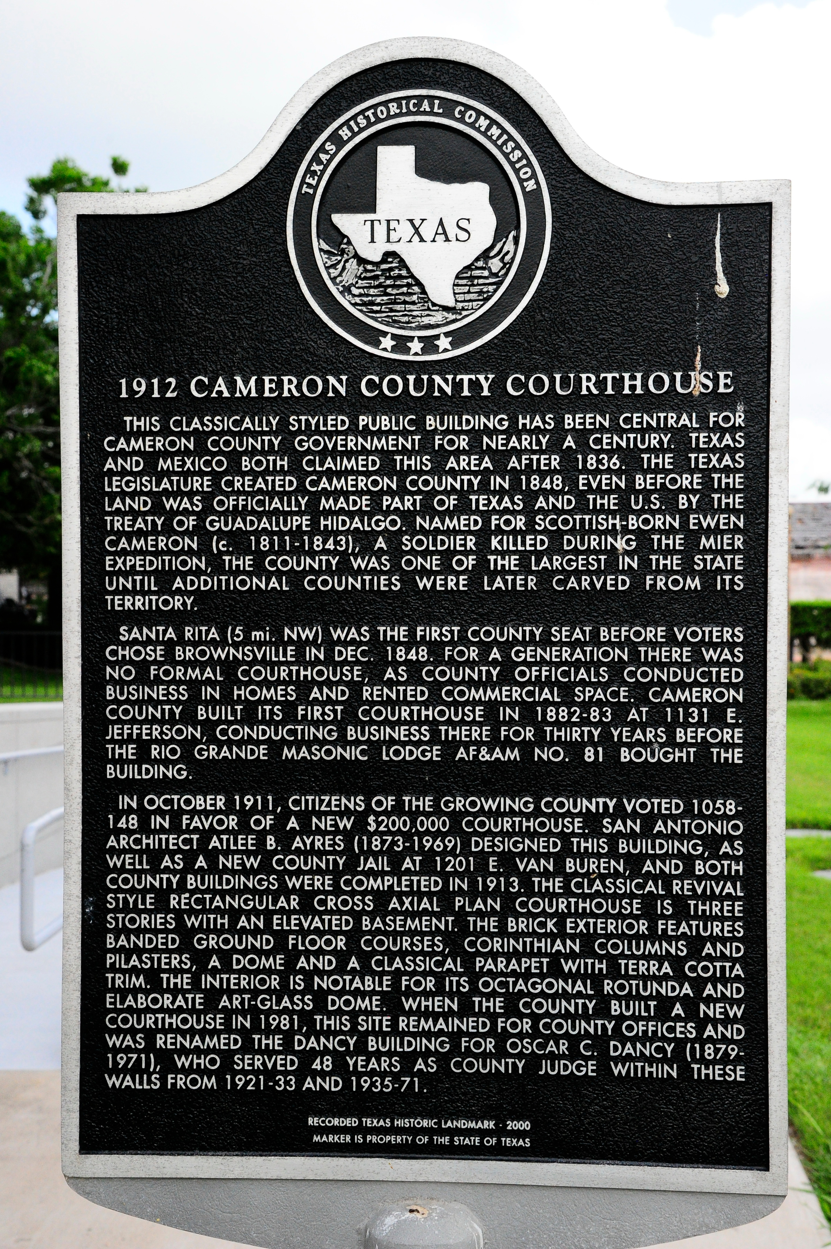 Cameron County Courthouse - Brownsville  - Texas Historical  Commission
