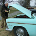 Conservator Brian Howard with the Rayburns' Plymouth Savoy