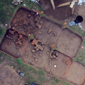 aerial view of archeology dig