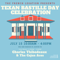 Poster promoting Texan Bastille Day Celebration at the French Legation